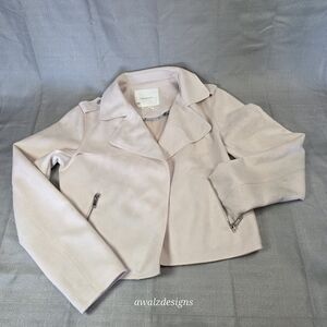 Anthropologie Expressway Moto Jacket Pastel Pink Faux Suede Women's Sz S